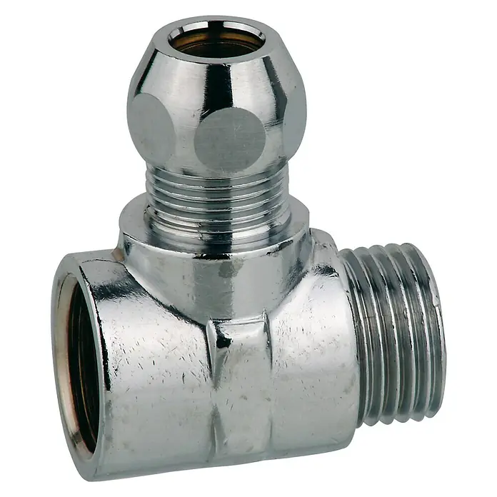 T-Quetschverschraubung - ½″, Durchmesser Rohranschluss: 10 mm - Vorderansicht
