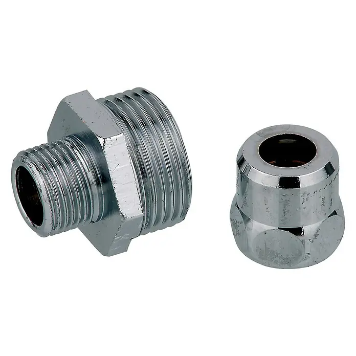 Quetschverschraubung - ¾″ x 10 mm, Verchromt - Vorderansicht