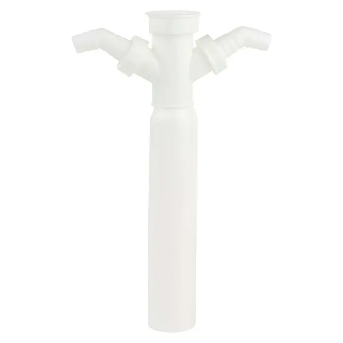 Verstellrohr - 1½″, DN 50, Länge: 25 cm, 2 x Geräteanschluss, Weiß - Vorderansicht