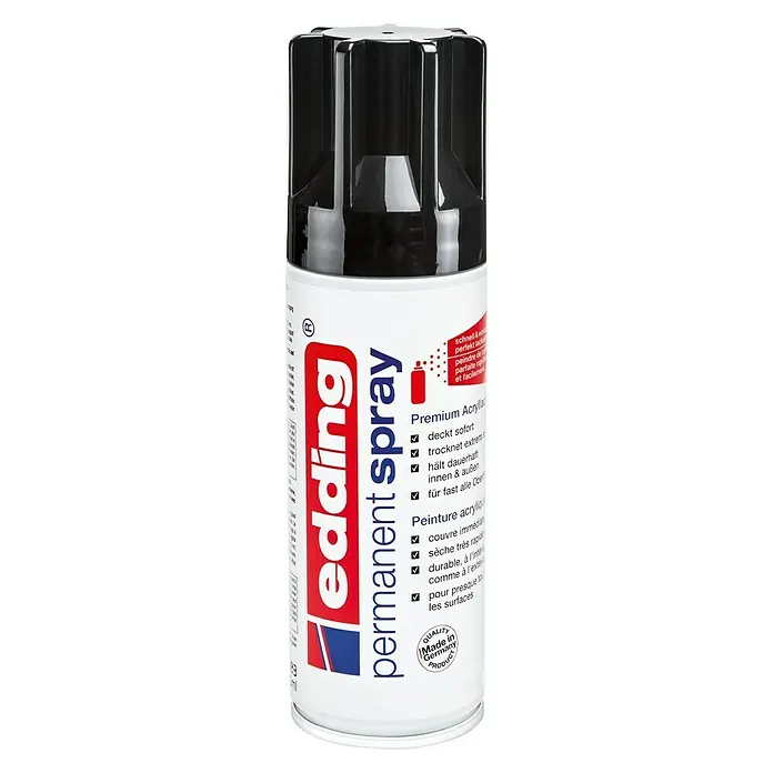 Edding Sprej Permanent - Duboko crne boje, 200 ml - Pogled sprijeda