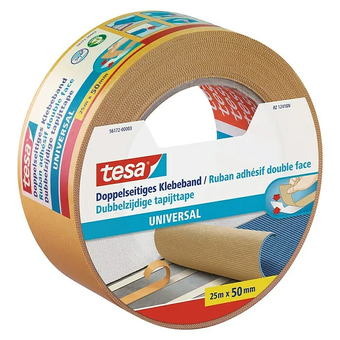 Tesa Doppelseitiges Klebeband Universal - 25 m x 50 mm - Linke Seitenansicht