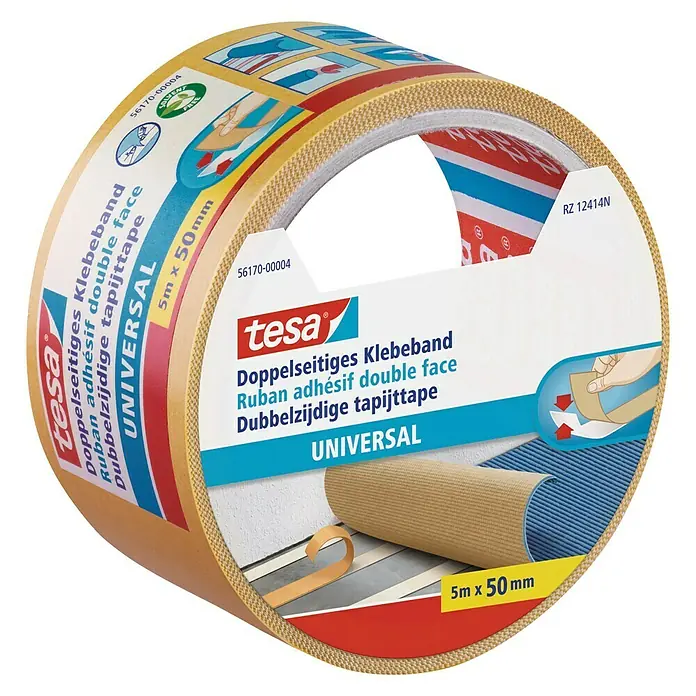 Tesa Doppelseitiges Klebeband Universal - 5 m x 50 mm - Linke Seitenansicht
