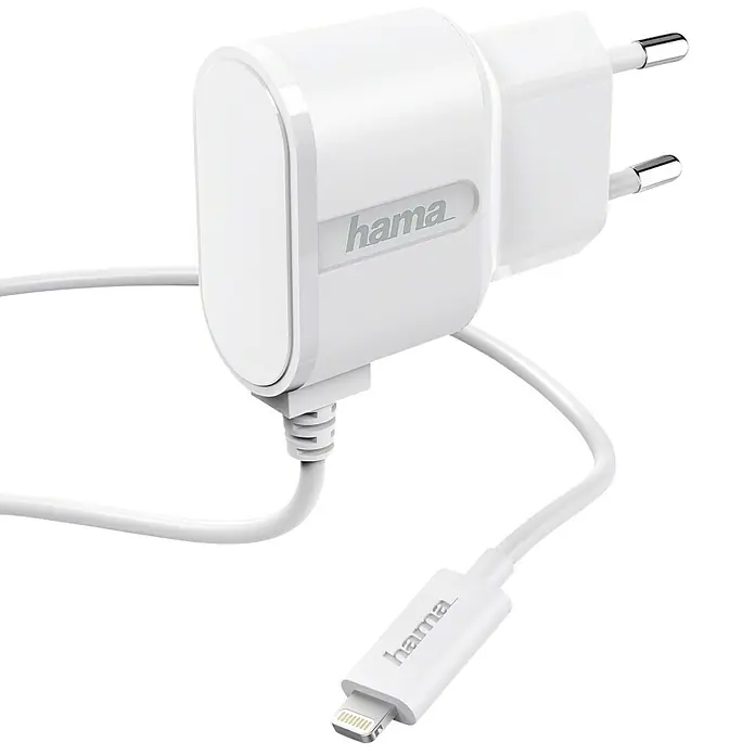 Hama Punjač - Bijele boje, 1 m, Lightning konektor, Izlazni napon: 5 V - Pogled sprijeda