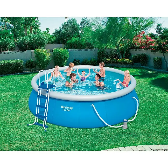 Bestway Easy-Pool-Set - Ø x H: 4,57 x 1,22 m, Fassungsvermögen: 13.807 l, Blau, Grau