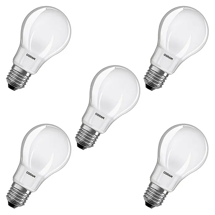 Osram LED-Leuchtmittel-Set Base Classic A - 5 Stk., 9 W, E27, Warmweiß, Matt - Vorderansicht