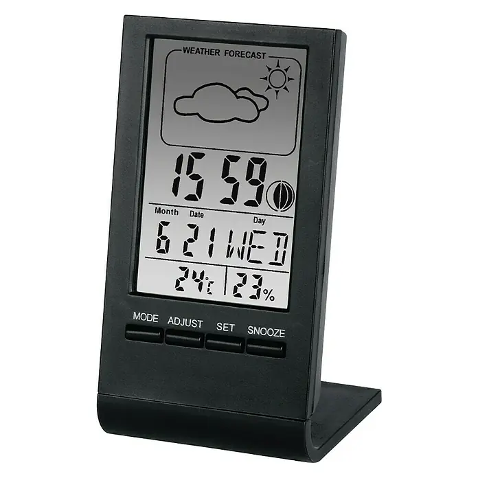 Hama Wetterstation TH-100 - Batteriebetrieben, Schwarz, 5,7 x 5 x 10,8 cm - Vorderansicht
