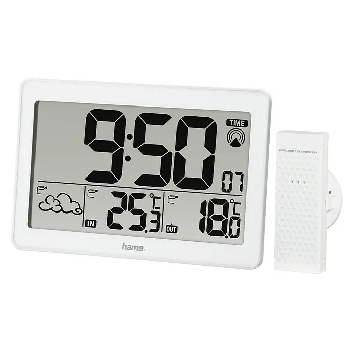 Hama Wetterstation EWS-3300 - Batteriebetrieben, Weiß, Digital - Vorderansicht