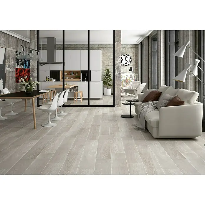 BHS Showroom Pavimento porcelánico Arhus - 23 x 120 cm, Gris, Rectificado