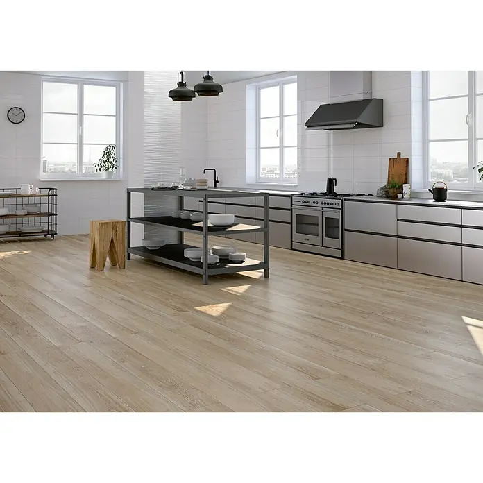 BHS Showroom Pavimento cerámico Arhus - 30 x 150 cm, Paja, Rectificado