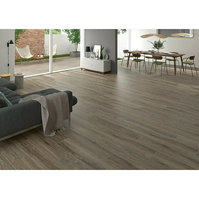 BHS Showroom Pavimento porcelánico Ninsba - 23 x 120 cm, Marrón, Rectificado