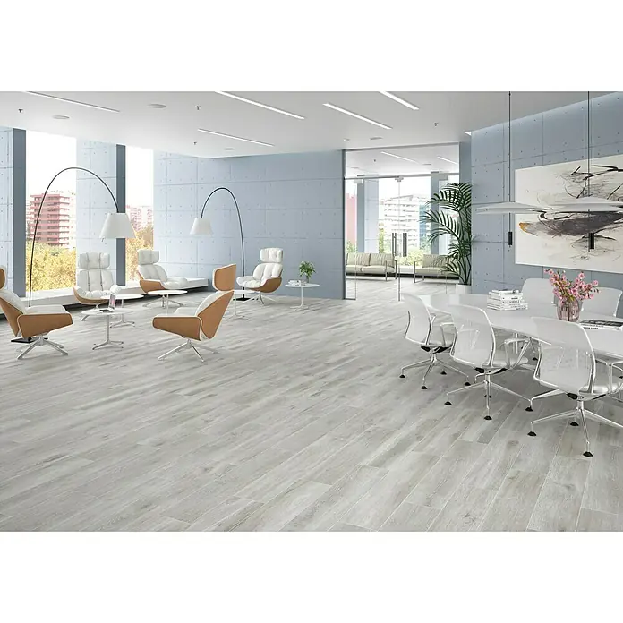 Pavimento porcelánico Suave Sanford - 23 x 120 cm, Gris, Rectificado