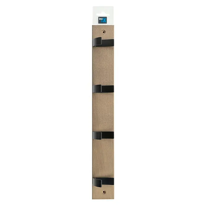 Inofix Perchero 3704 - L x An x Al: 490 x 60 x 60 mm, Número de ganchos: 3 ud., Roble/Negro
