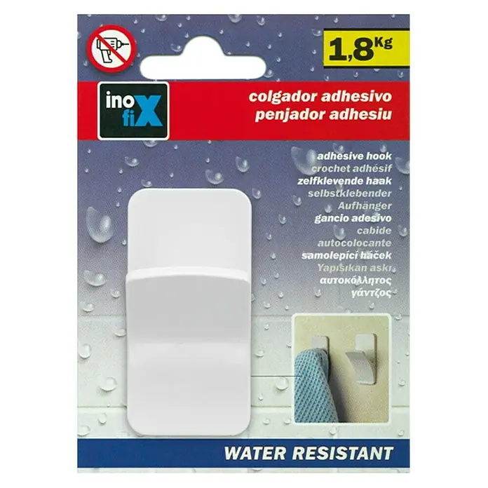Inofix Colgador adhesivo 2191-2 - 1 ud., Blanco, Rectangular