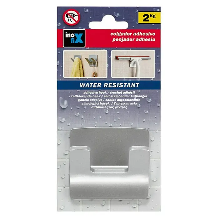 Inofix Colgador adhesivo 2192-7 - 1 ud., Plateado, Cuadrado