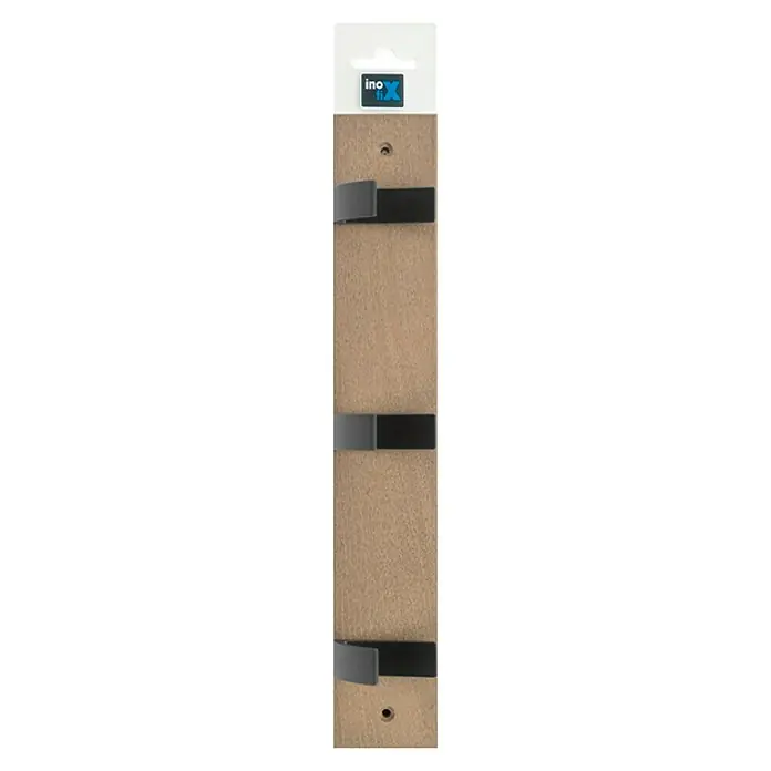 Inofix Perchero 3703 - L x An x Al: 360 x 60 x 60 mm, Número de ganchos: 3 ud., Roble/Negro