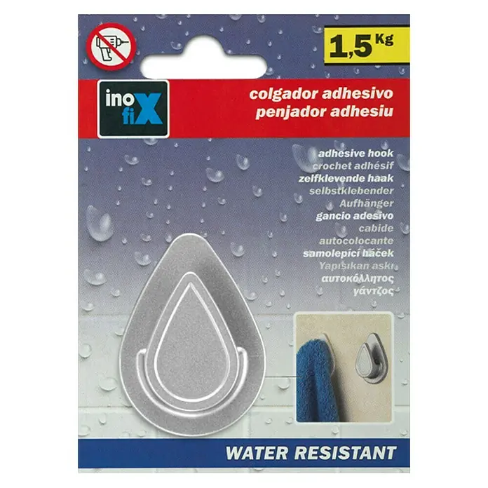 Inofix Colgador adhesivo 2193-7 - 1 ud., Plateado, Redonda