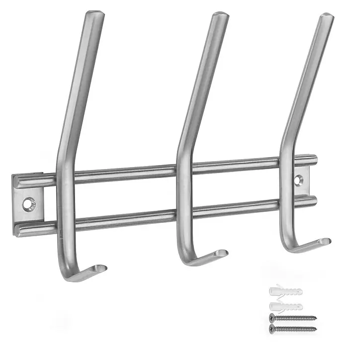 Inofix Perchero 3718 - L x An x Al: 220 x 150 x 68 mm, Acero inoxidable, Plateado