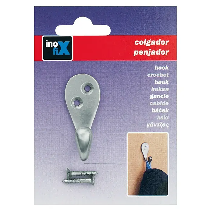 Inofix Gancho para colgar 3760 - 1 gancho, L x An x Al: 40 x 30 x 20 mm, Latón