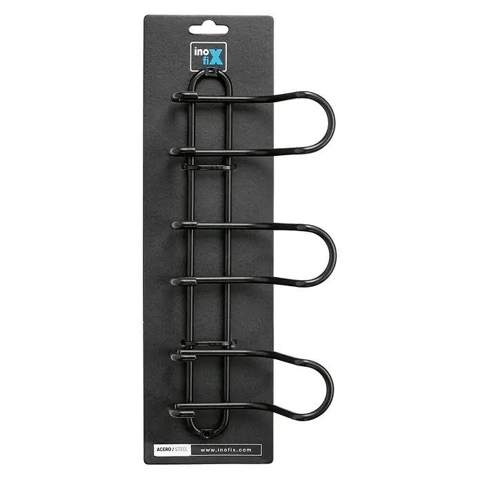 Inofix Perchero 3719 - L x An x Al: 310 x 84 x 130 mm, Número de ganchos: 3 ud., Acero, Negro