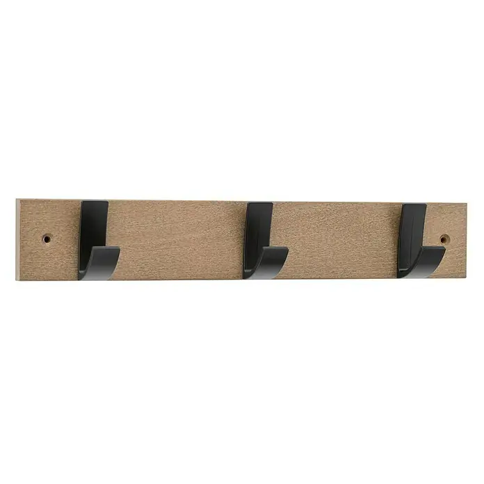 Inofix Perchero 3703 - L x An x Al: 360 x 60 x 60 mm, Número de ganchos: 3 ud., Roble/Negro