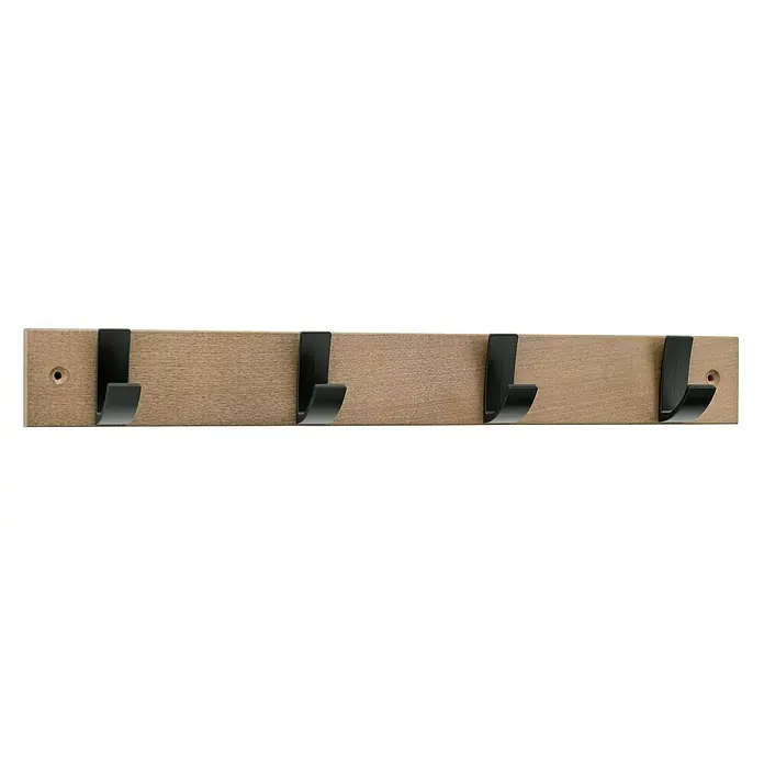 Inofix Perchero 3704 - L x An x Al: 490 x 60 x 60 mm, Número de ganchos: 3 ud., Roble/Negro