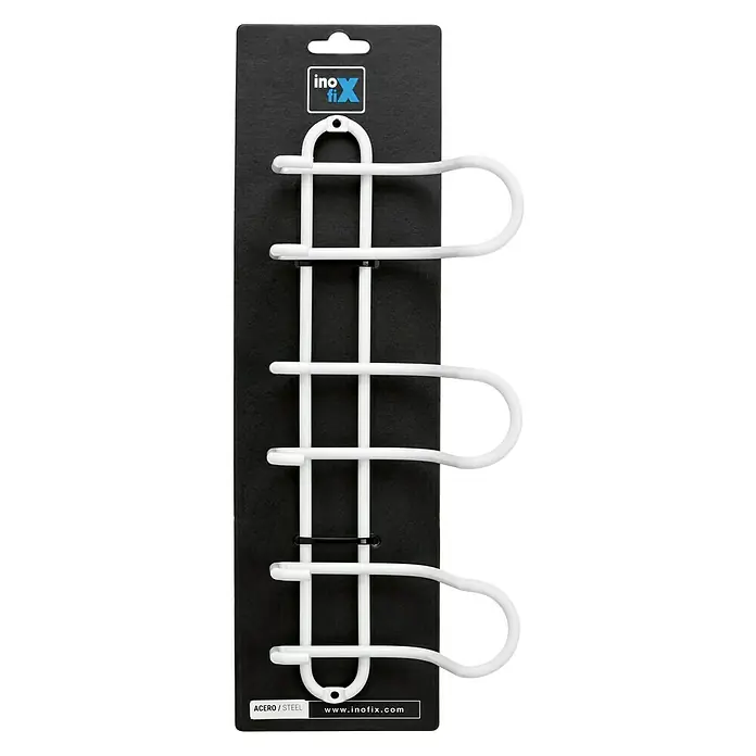 Inofix Perchero 3719 - L x An x Al: 310 x 84 x 130 mm, Número de ganchos: 3 ud., Acero, Blanco
