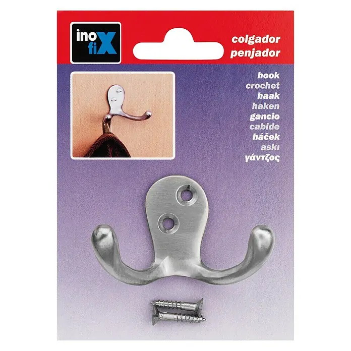 Inofix Gancho para colgar 3761 - 2 ganchos, L x An x Al: 60 x 41 x 40 mm, Latón