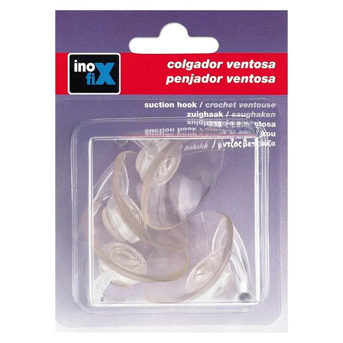 Inofix Colgador con ventosa 1207 - Blanco, 4 ud.