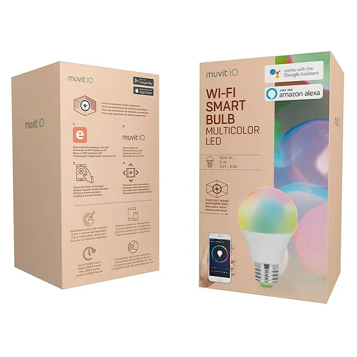 Muvit Bombilla LED inteligente Wifi - E27, 5 W, 600 lm
