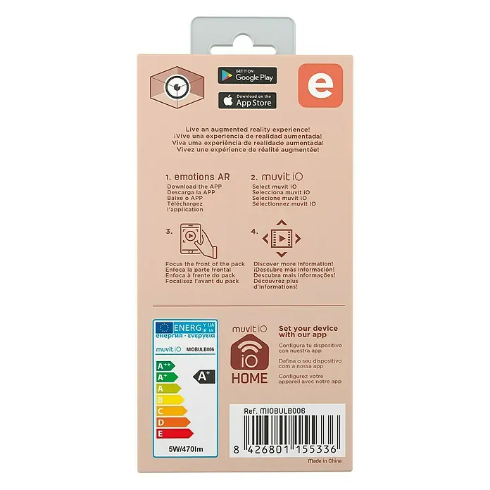 Muvit Bombilla LED inteligente Vela - E14, 5 W, 470 lm