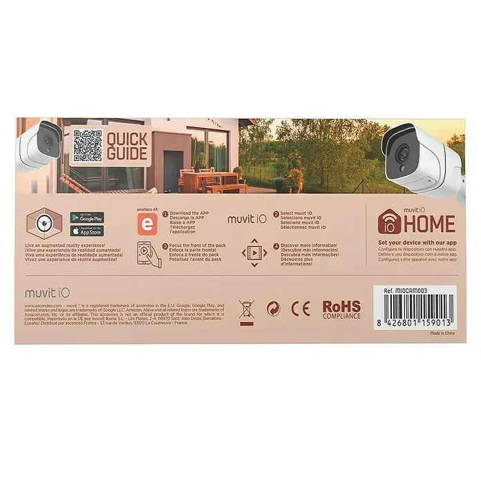 Muvit Cámara de vigilancia WIFI full HD 1080P Exterior - Ángulo de detección: 180 °