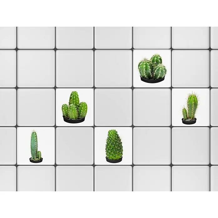 Vinilo para azulejos - 15 x 15 cm, 6 piezas, Verde - Producto en uso