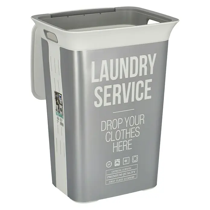 KIS Chic Wäschebox - L x B x H: 44 x 35 x 61 cm, Grau/Weiß