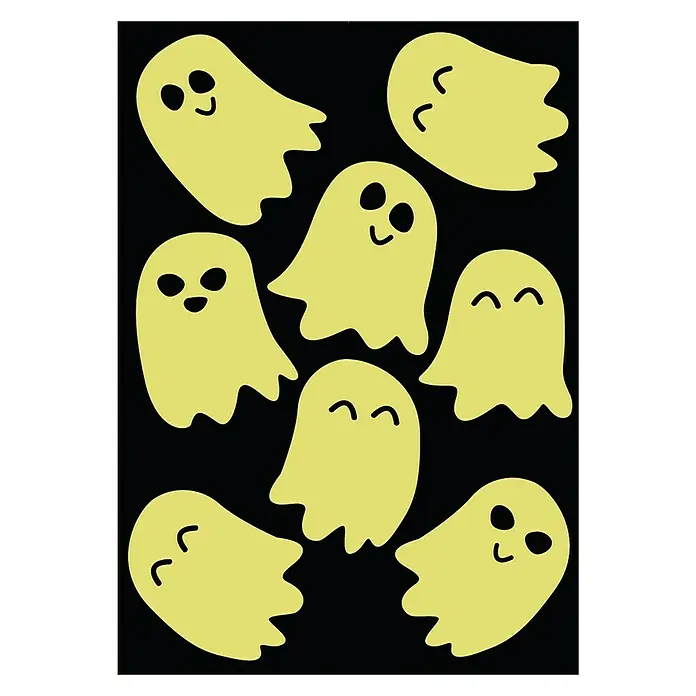 Adhesivos decorativos luminosos Fantasmas - Motivo decorativo, Amarillo, 17 x 15 cm - Vista frontal
