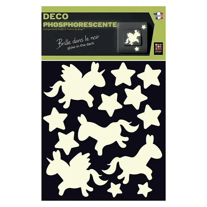 Adhesivos decorativos luminosos unicornios - Motivo decorativo, Amarillo, 17 x 15 cm - Vista frontal