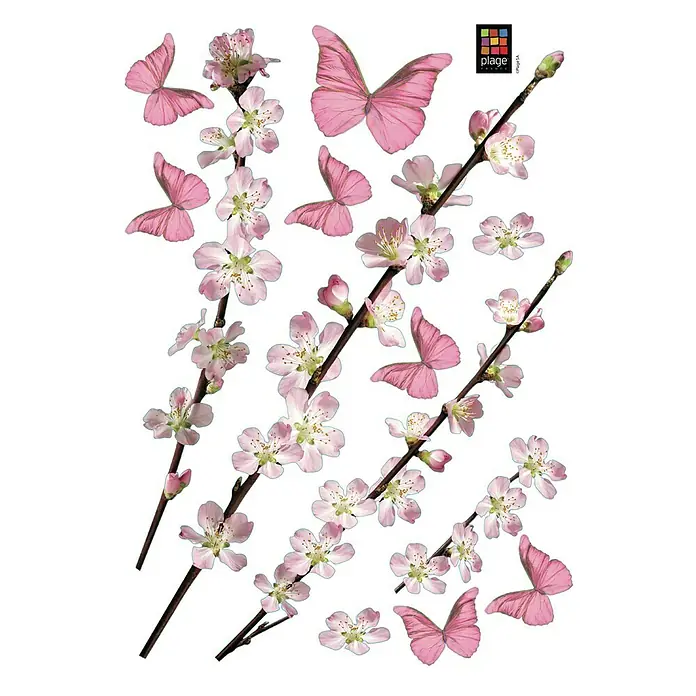 Adhesivos decorativos - Rama de manzano en flor, Multicolor, 21 x 29,7 cm - Vista frontal