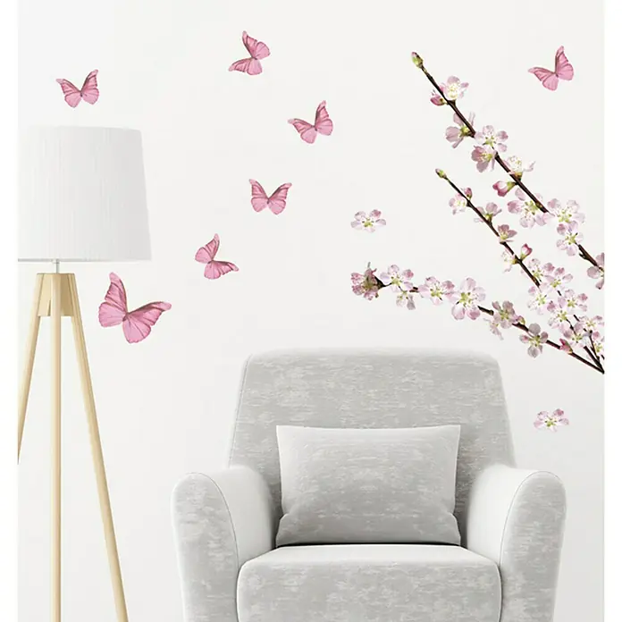 Adhesivos decorativos - Rama de manzano en flor, Multicolor, 21 x 29,7 cm - Foto ambiente
