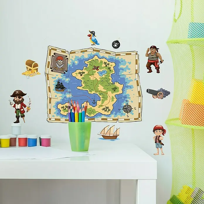 Adhesivos decorativos - Piratas, Multicolor, 68 x 48 cm - Foto ambiente
