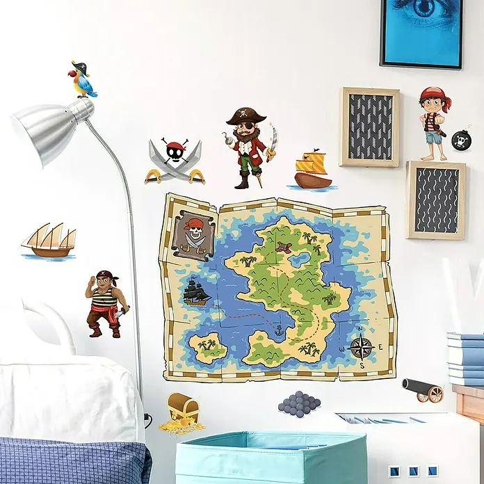 Adhesivos decorativos - Piratas, Multicolor, 68 x 48 cm - Foto ambiente