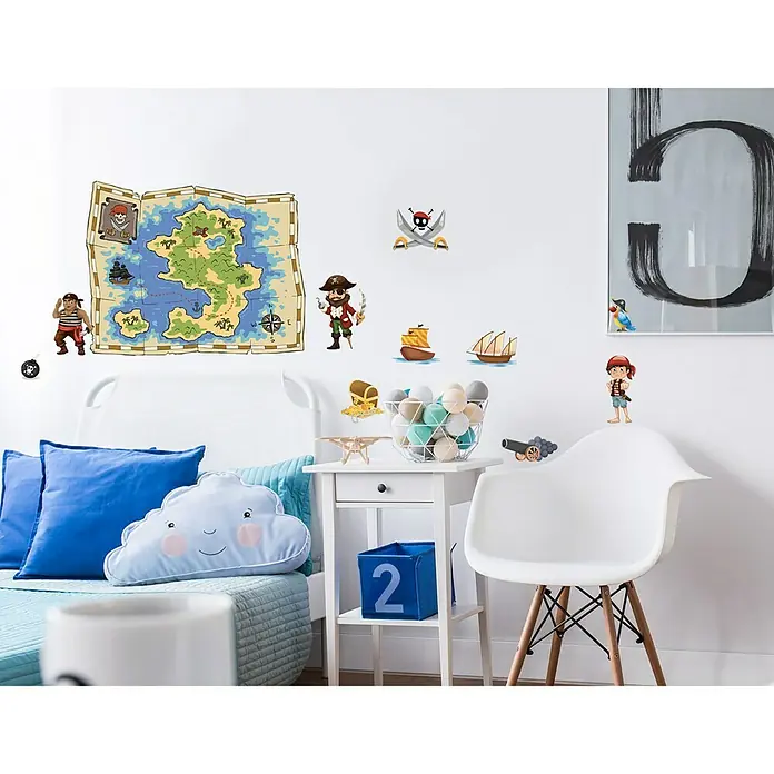 Adhesivos decorativos - Piratas, Multicolor, 68 x 48 cm - Foto ambiente