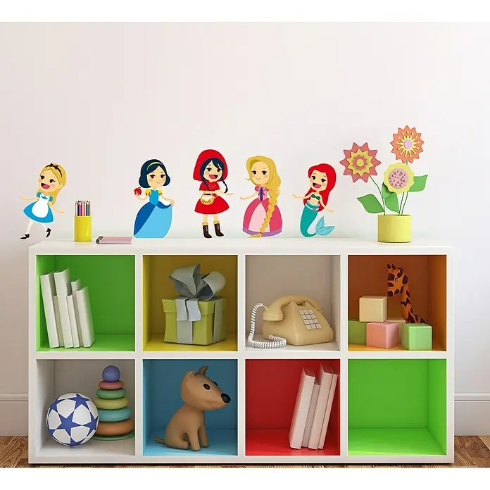 Adhesivos decorativos Princesas - Princesas Disney, Multicolor, 68 x 24 cm - Foto ambiente