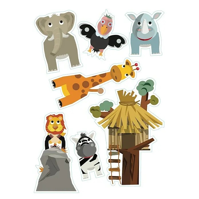 Adhesivos decorativos - Animales, Multicolor, 68 x 48 cm - Vista frontal