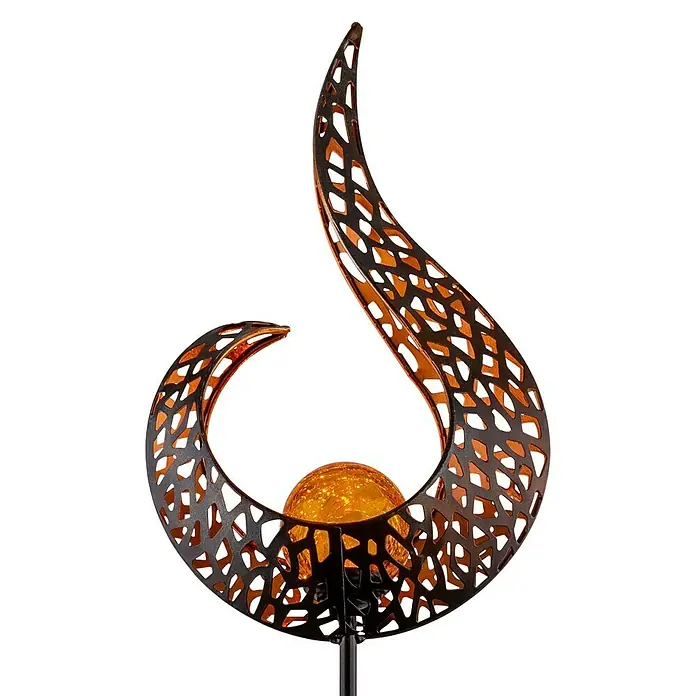 Globo LED-Solar-Dekoleuchte Flamme - Schwarz, Orange, L x B x H: 16,5 x 6,5 x 90 cm