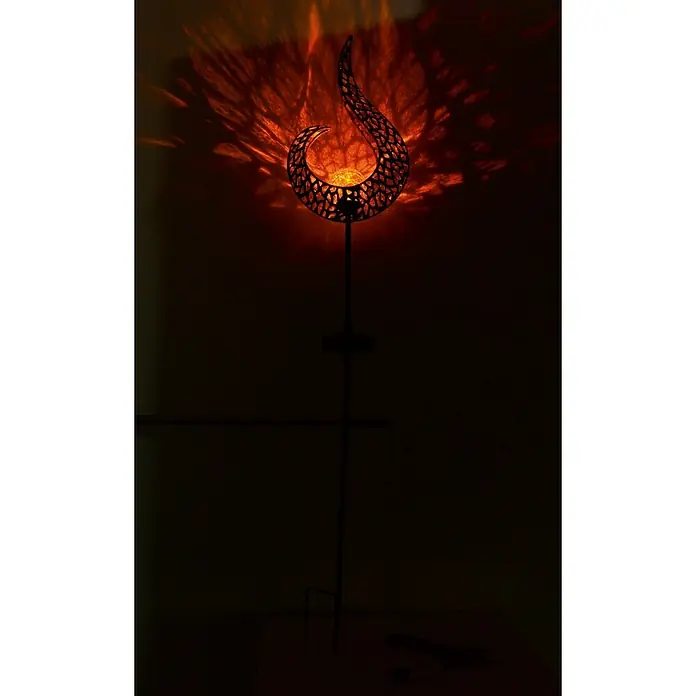 Globo LED-Solar-Dekoleuchte Flamme - Schwarz, Orange, L x B x H: 16,5 x 6,5 x 90 cm