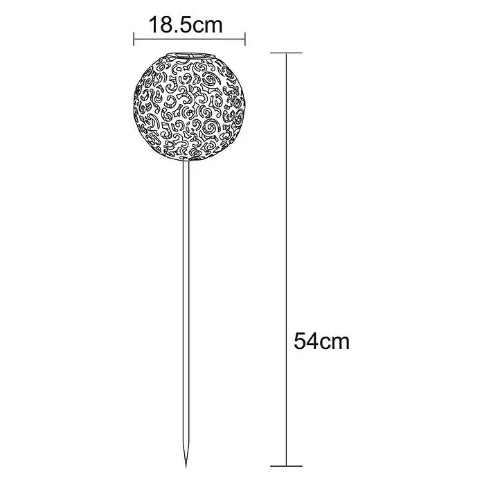 Globo LED-Solar-Dekoleuchte - Schwarz/Silbergrau, Ø x H: 18,5 x 54 cm