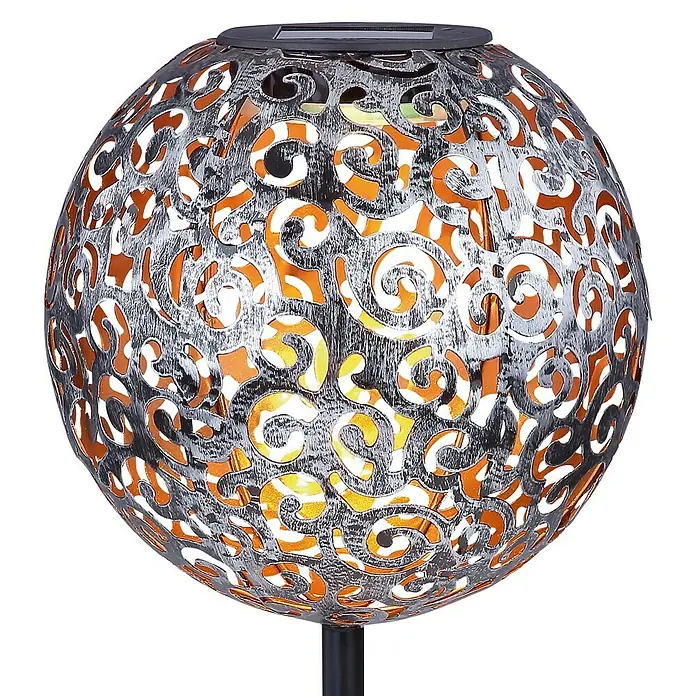 Globo Solarna ukrasna LED svjetiljka - Crno-srebrno-sive boje, Ø x V: 18,5 x 54 cm