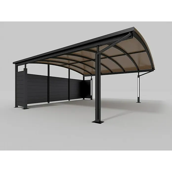 Abson Endwand für Einzelcarport I - 565 x 170 cm, Grau - Linke Seitenansicht