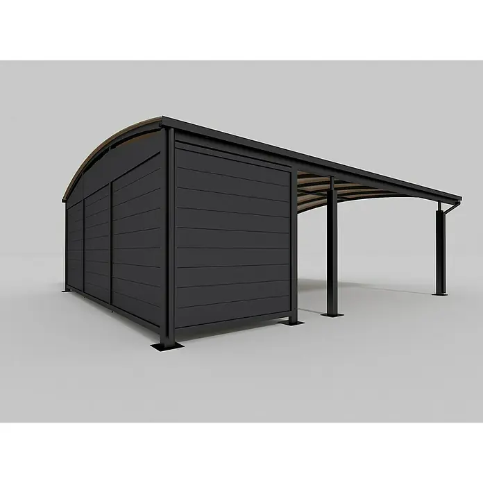 Abson Calux Gerätehaus für Doppelcarport - L x B x H: 565 x 180 x 220 cm, Wandstärke: 19 mm - Linke Seitenansicht