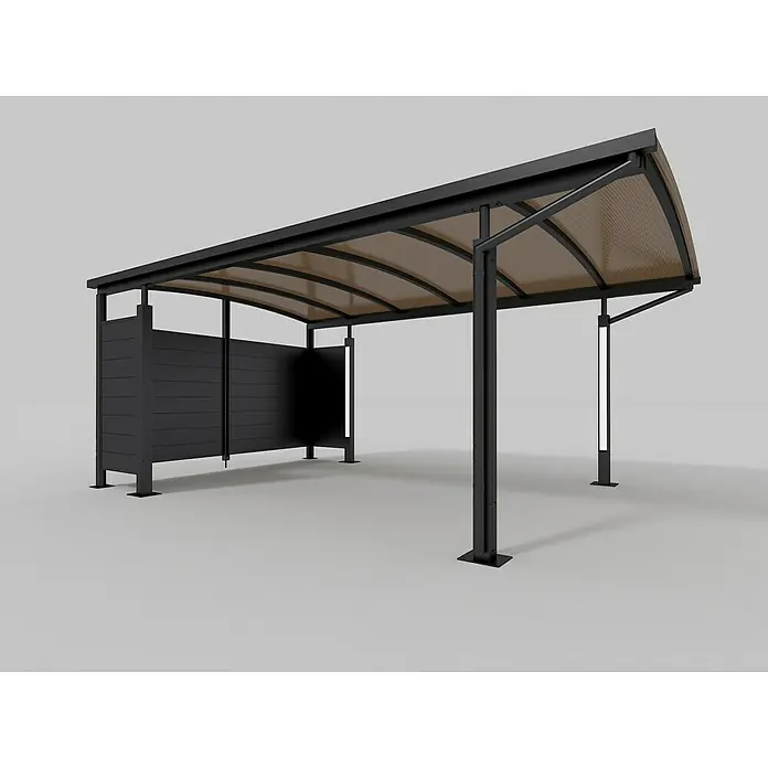 Abson Calux Endwand für Einzelcarport I - L x H: 340 x 170 cm, Grau - Linke Seitenansicht
