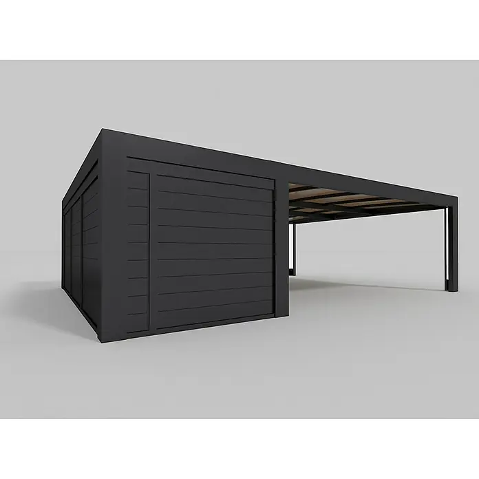 Abson Cubus Gerätehaus - L x B x H: 580 x 230 x 270 cm, Wandstärke: 19 mm, Passend für: Abson Cubus Doppelcarport - Rechte Seitenansicht